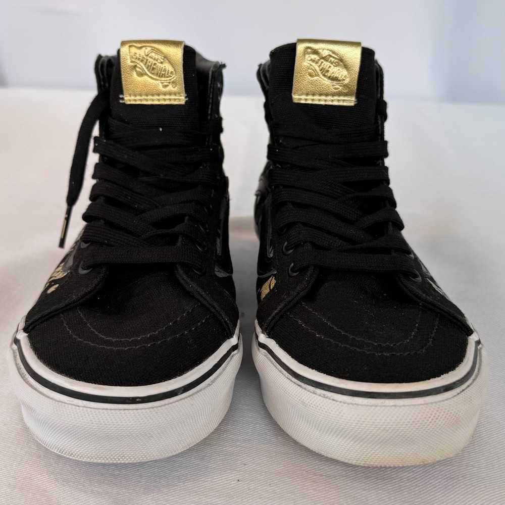 Vans SK8-Hi Slim 50th Anniversary Duke Black Gold Foil Shoes Mens 8.5 - Picture 4 of 8